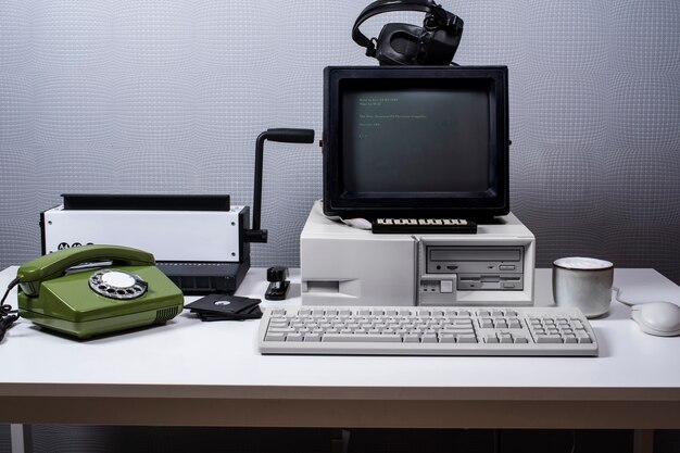 Blick auf Retro-Computer und Technologie