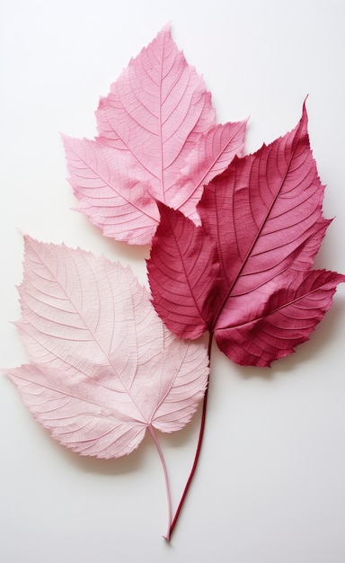 Blick auf rosa trockene Herbstblätter