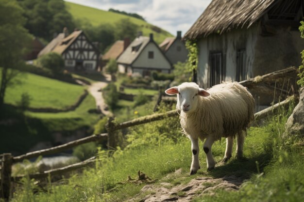 Blick auf Schafe im Freien in der Natur
