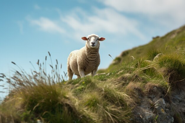 Blick auf Schafe im Freien in der Natur