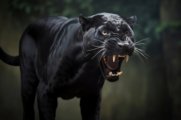 Blick auf schwarze Pantherjunge in freier Wildbahn