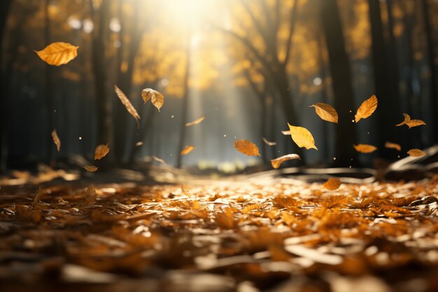 Blick auf trockene Herbstblätter, die auf den Straßenbelag gefallen sind