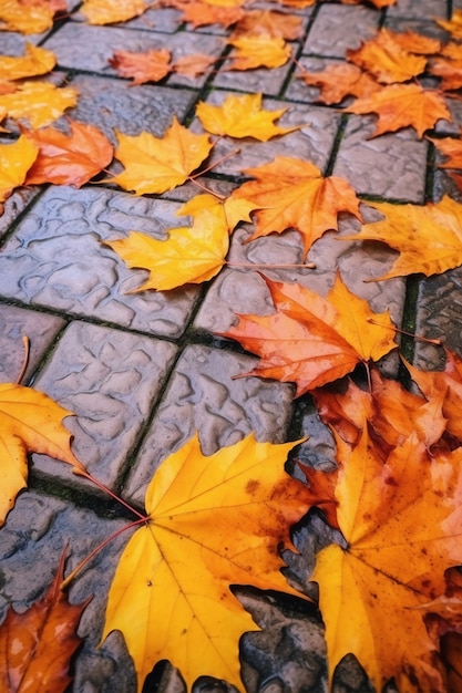 Kostenloses Foto blick auf trockene herbstblätter, die auf den straßenbelag gefallen sind