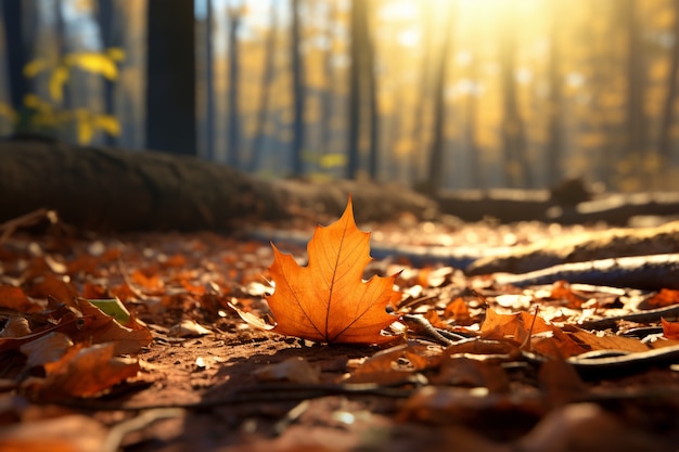 Blick auf trockene Herbstblätter