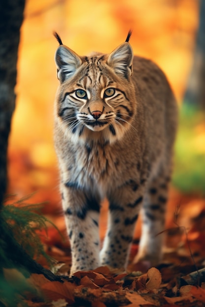 Kostenloses Foto blick auf wilden rotluchs in der natur