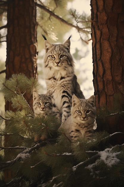 Kostenloses Foto blick auf wildes rotluchs-raubtier