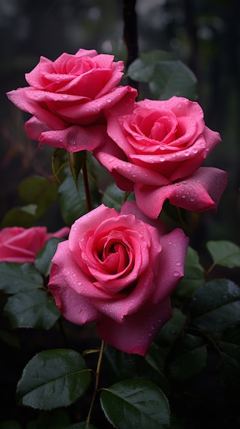 Blick auf wunderschöne blühende Rosen