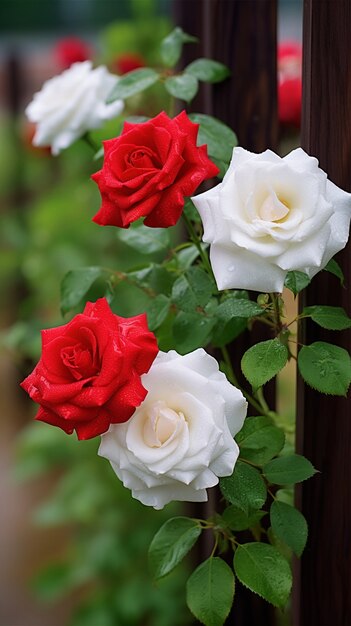 Blick auf wunderschöne blühende Rosenblüten