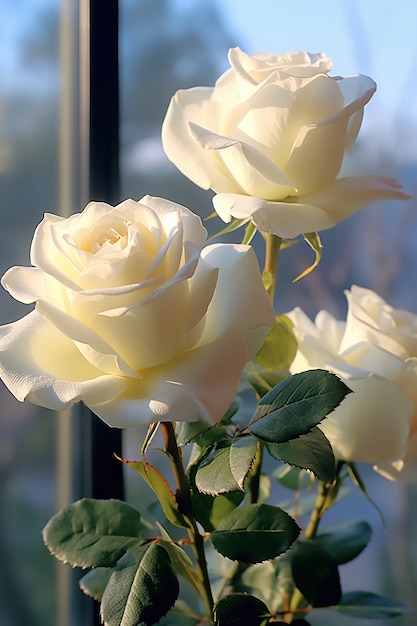 Blick auf wunderschöne blühende Rosenblüten