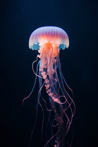 Blick auf wunderschöne Quallen, die im Wasser schwimmen