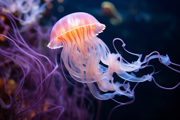 Blick auf wunderschöne Quallen, die im Wasser schwimmen