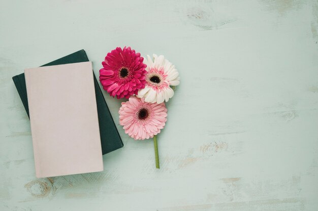 Blumen in der Nähe von Notebooks