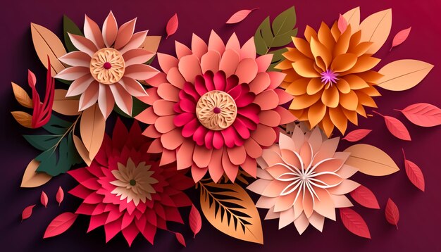 Blumenarrangement mit trendigen Farben Viva Magenta generative AI