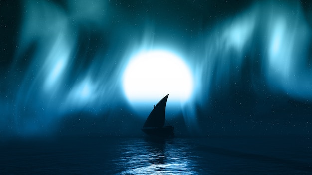 Boot Silhouette auf dem Meer