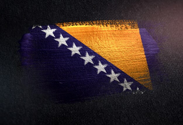 Bosnien Und Herzegowina Flagge Vintag Auf Einem Grunge Schwarz Tafel Mit Raum Fur Text Premium Foto
