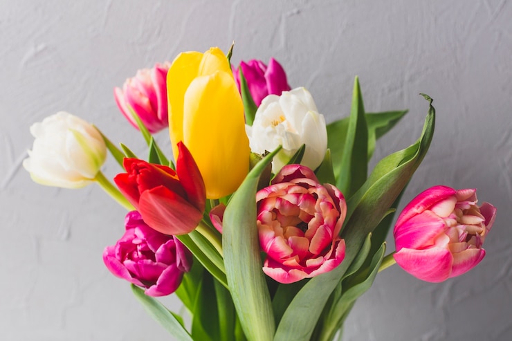 Kostenlose Foto bouquet von hübschen tulpen