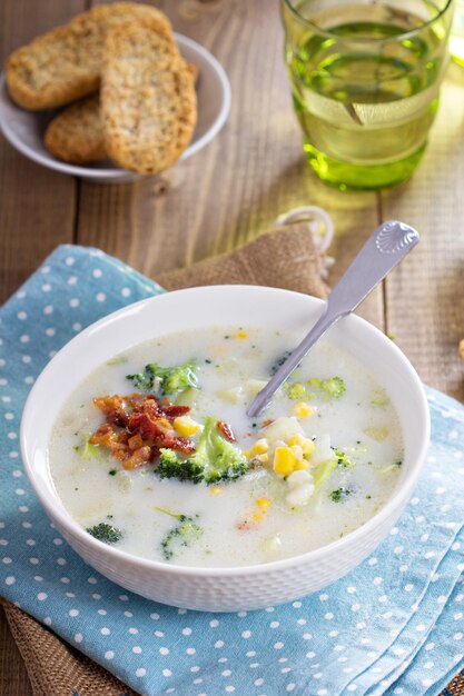 Brokkoli und Maissuppe