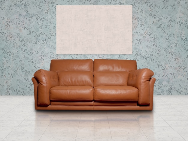 Brown Sofa mit Bild drauf