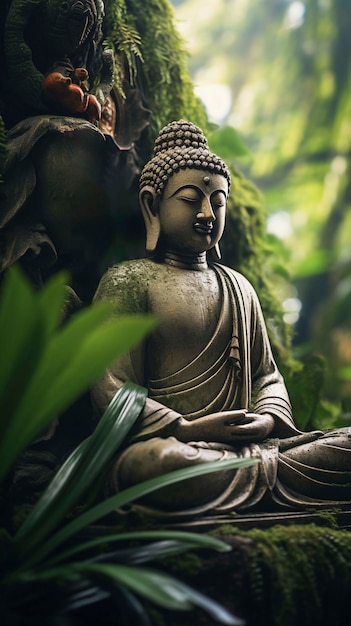 Kostenloses Foto buddha-statue in der natur