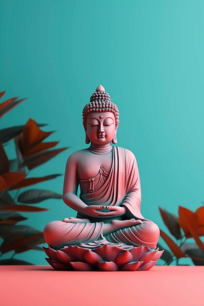 Buddha-Statue mit Blättern