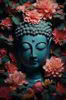 Kostenloses Foto buddha-statue mit blumen