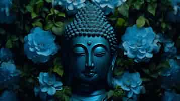Kostenloses Foto buddha-statue mit blumen