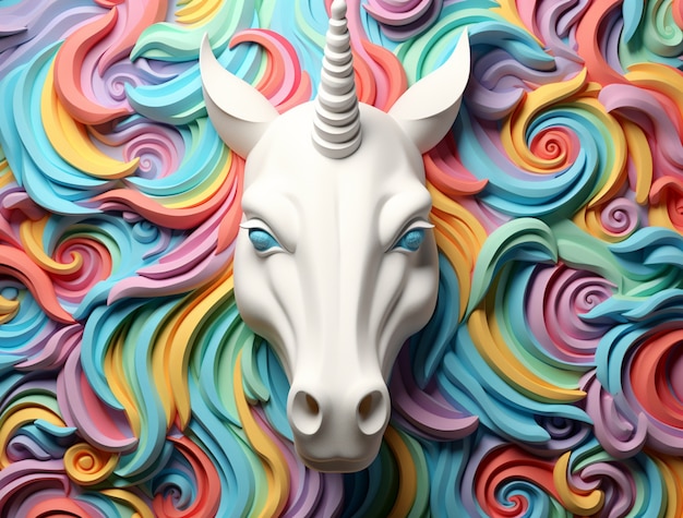 Buntes mythisches 3D-Einhorn