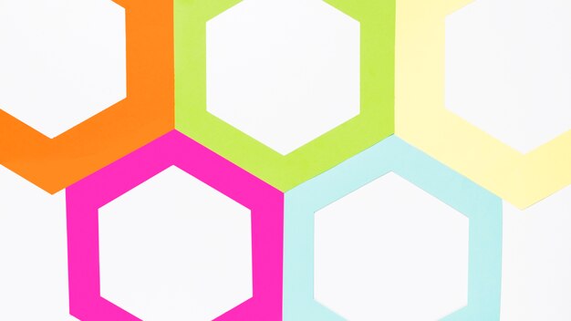 Buntes Papierhexagon der Draufsicht