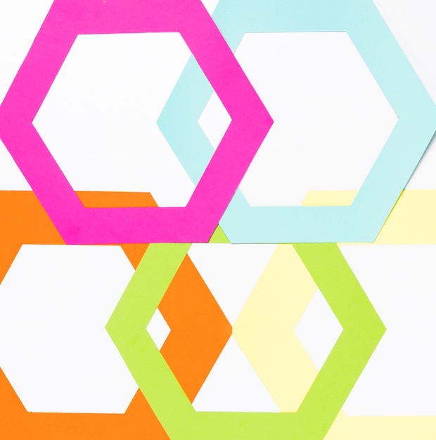 Buntes Papierhexagon der Draufsicht