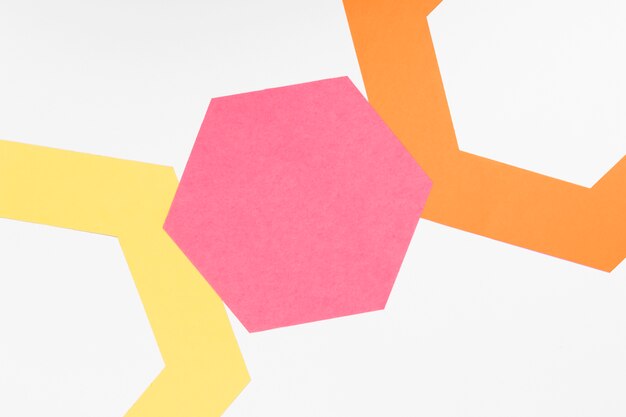 Buntes Papierhexagon der Draufsicht