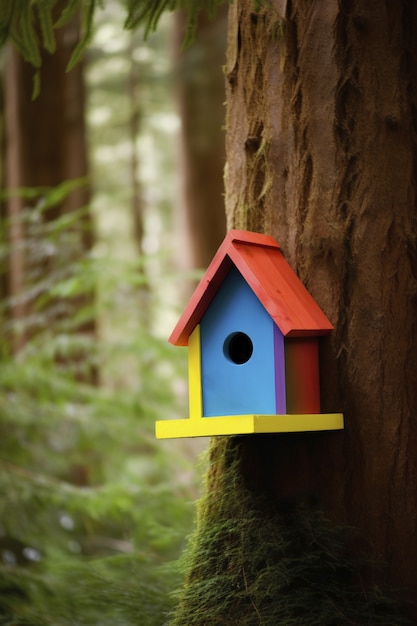 Kostenloses Foto buntes vogelhaus im freien