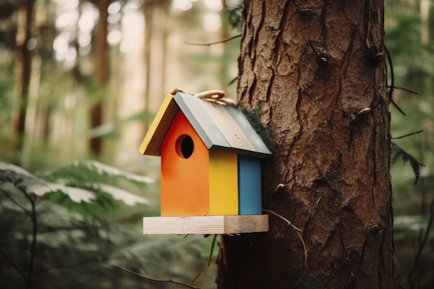 Kostenloses Foto buntes vogelhaus im freien