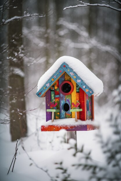 Buntes Vogelhaus im Freien