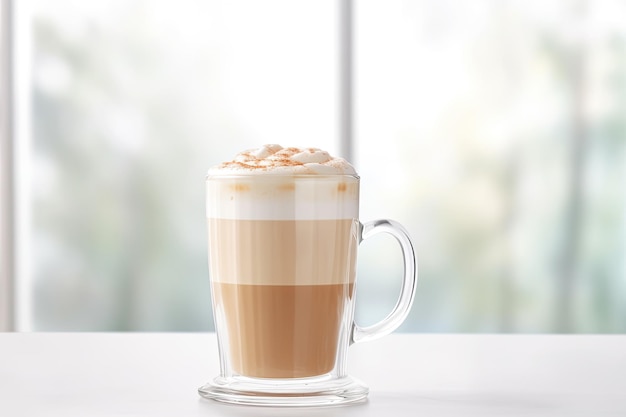 Kostenloses Foto caffe latte mit schlagsahne auf weißem tisch
