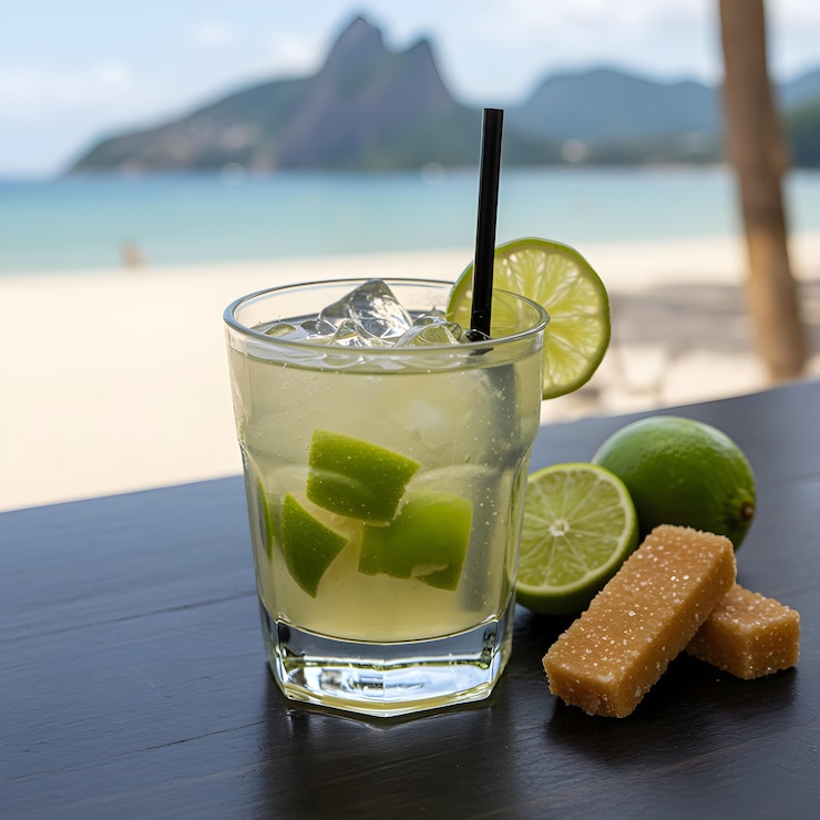 Kostenlose Foto caipirinha-cocktail auf einem strand
