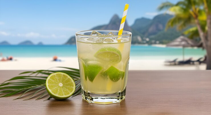 Kostenlose Foto caipirinha-cocktail auf einem strand