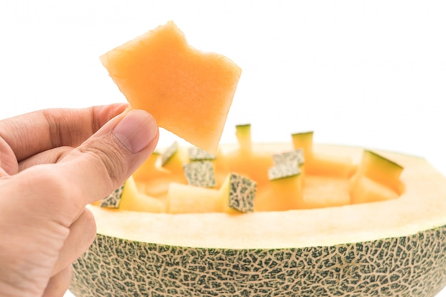 Cantaloupe Melone auf weiß