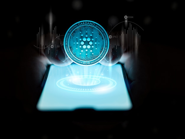 Kostenloses Foto cardano-blockchain-plattform mit smartphone