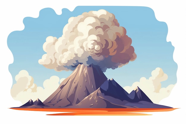 Kostenloses Foto cartoon-rauch mit vulkan