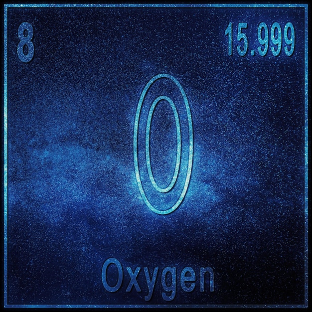 Chemisches Element Sauerstoff, Zeichen mit Ordnungszahl und Atomgewicht, Element des Periodensystems