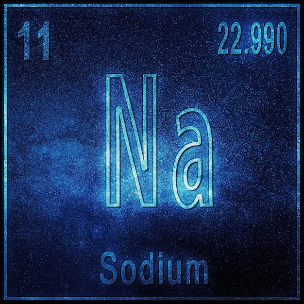 Kostenloses Foto chemisches natriumelement, zeichen mit ordnungszahl und atomgewicht, element des periodensystems