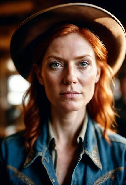 Kostenloses Foto cinematic portrait of american cowboy in the west with hat