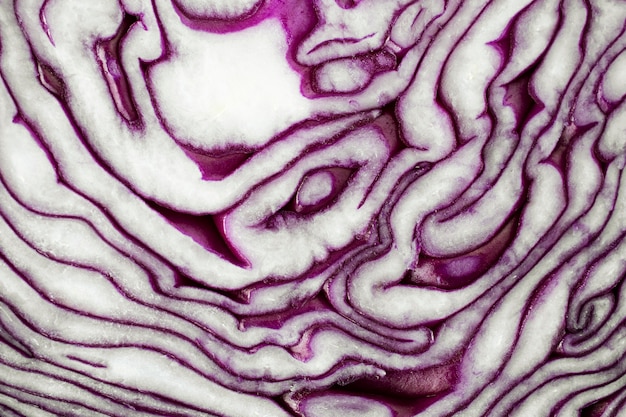 Close-up-Textur von Rotkohl