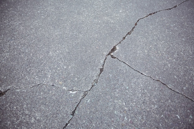 Close-up von geknackt Asphaltstraße Hintergrund