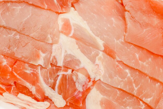 Close up von Slide rohes Schweinefleisch.