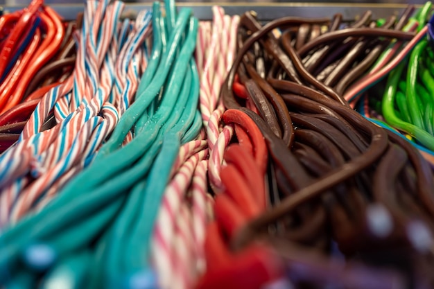 Closeup Gummibärchen auf einem Schaufenster