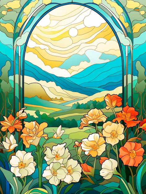 Kostenloses Foto colorful scene with art nouveau inspired creation