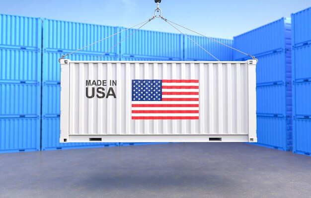 Container mit amerikanischer Flagge