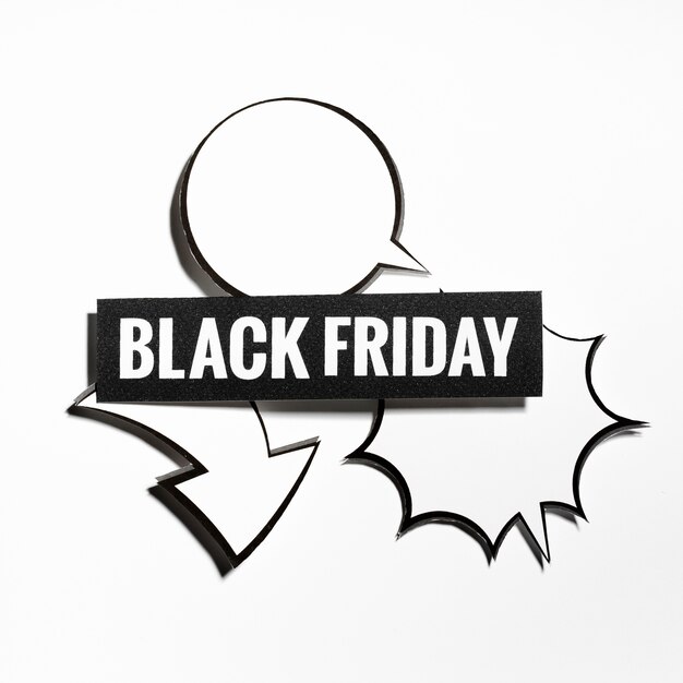 Conversation Wolken und Black Friday Zeichen