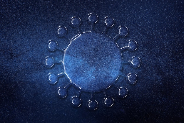 Coronavirus-Symbol, COVID-19-Viruszeichen, Infektionsvirus-Mikrobe, Ausbruchs-Coronavirus, Weltraumhintergrund